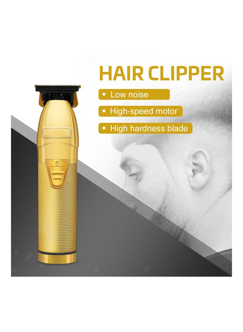 New Barber Hair Clipper Gold Electric Cordless Trimmer for Men Professional Haircuts Carving Beard Razor - Image 2